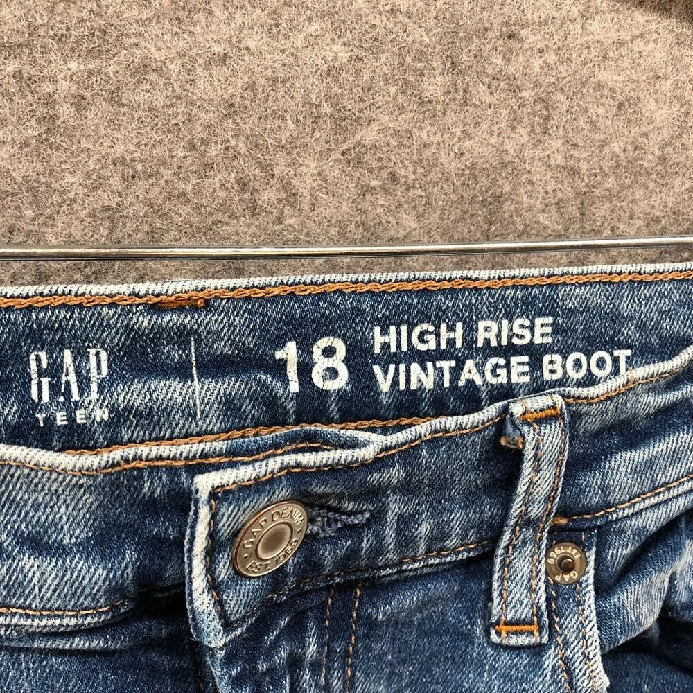 Gap Teen Girls Size 18‎ High Rise Vintage Boot Cut Jeans Medium Wash Blue